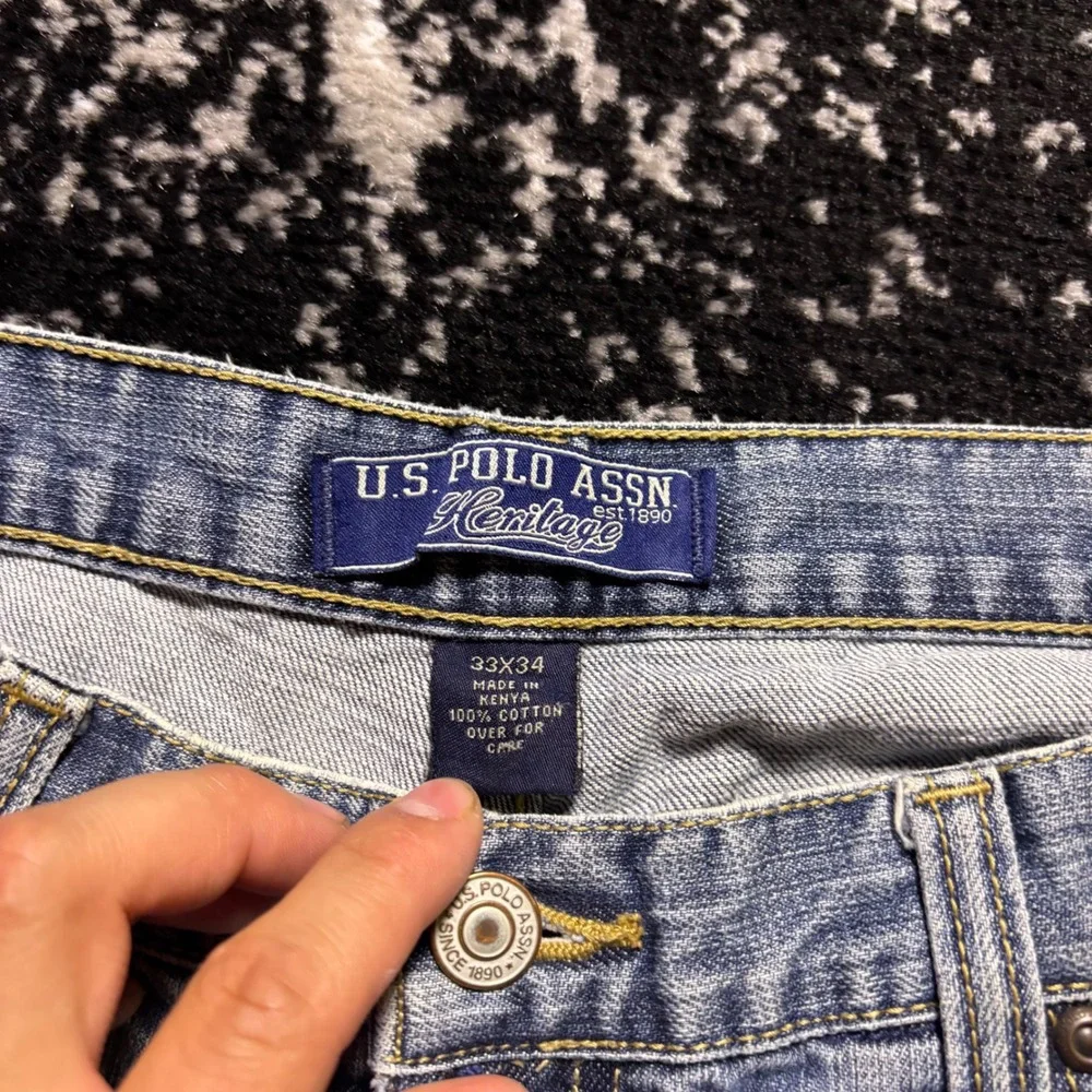 US Polo Assn Heritage Mens Baggy Skater Jeans Light Wash Y2K Denim 33x34